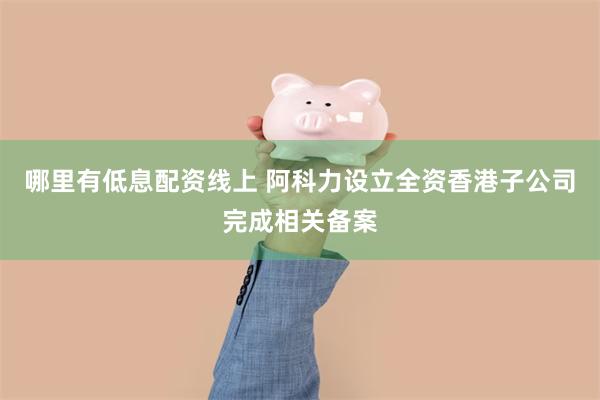 哪里有低息配资线上 阿科力设立全资香港子公司完成相关备案