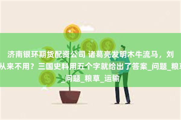济南银环期货配资公司 诸葛亮发明木牛流马，刘备为何从来不用？三国史料用五个字就给出了答案_问题_粮草_运输